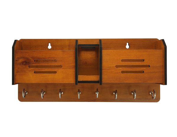 Multi-Functional Wooden Key & Mobile Wall Holder – Stylish & Space-Saving