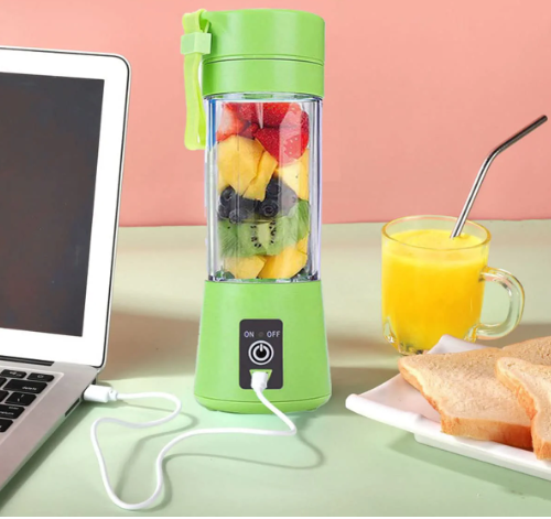 Rechargeable Portable Mini Juicer Blender with 6 Blades | 380ml Outdoor Juicing Cup (Random Color)