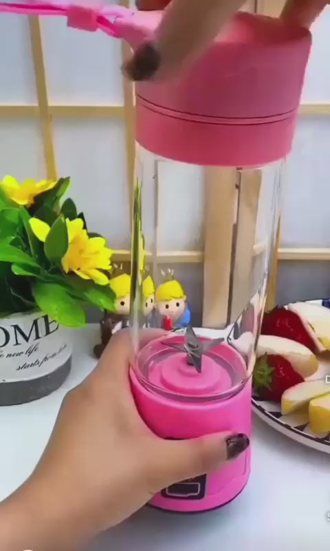 Rechargeable Portable Mini Juicer Blender with 6 Blades | 380ml Outdoor Juicing Cup (Random Color)
